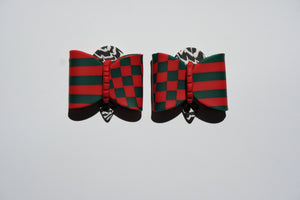 HOLIDAY EDITION STUD- green&red checkered bow